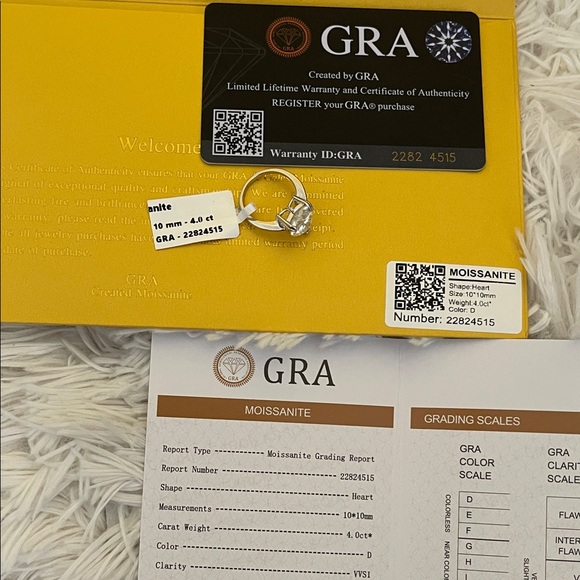 Moissanite 4ct Heart Shape Ring Size 5 925 Silver GRA Certified w/ Inscription - Picture 11 of 14